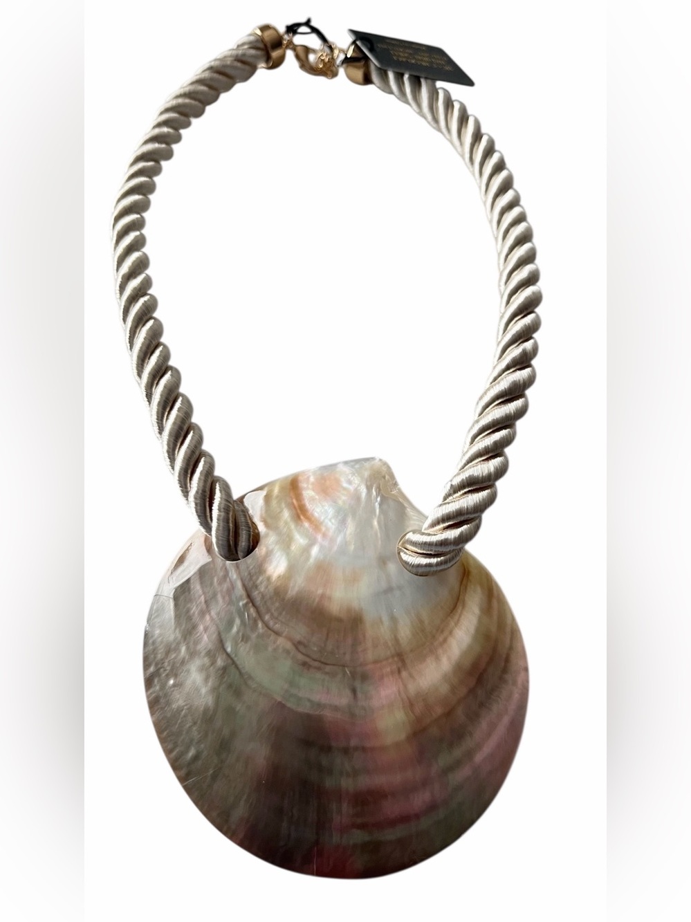 Mother of Pearl Pendant Necklace in Iridescent White by